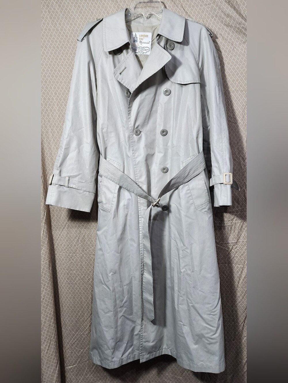 Vintage London Fog Maincoats Beige Double Breasted Trench Coat w/Belt Women's 14